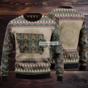 Iowa Mandala Pattern Ugly Christmas Sweater Womens