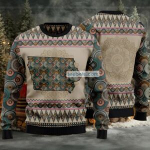 Iowa Mandala Pattern Ugly Christmas Sweater Womens