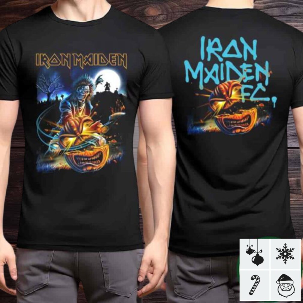 Iron Maiden Halloween 2025 Eddie Pumpkin Slasher Design By Renowned Artist Akirant Two Sided Merchandise T Shirt Iron Maiden Halloween 2025 Eddie Pumpkin Slasher Design By Renowned Artist Akirant Two Sided Merchandise T Shirt