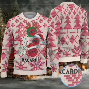 Ivory Cream Knit Hearts & Christmas Tree Bacardi Ugly Christmas Sweater