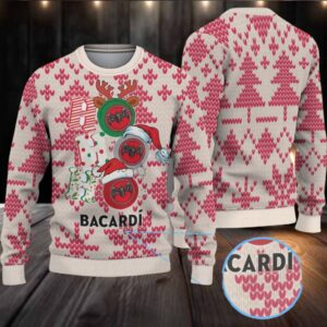 Ivory Cream Knit Hearts & Christmas Tree Bacardi Ugly Christmas Sweater
