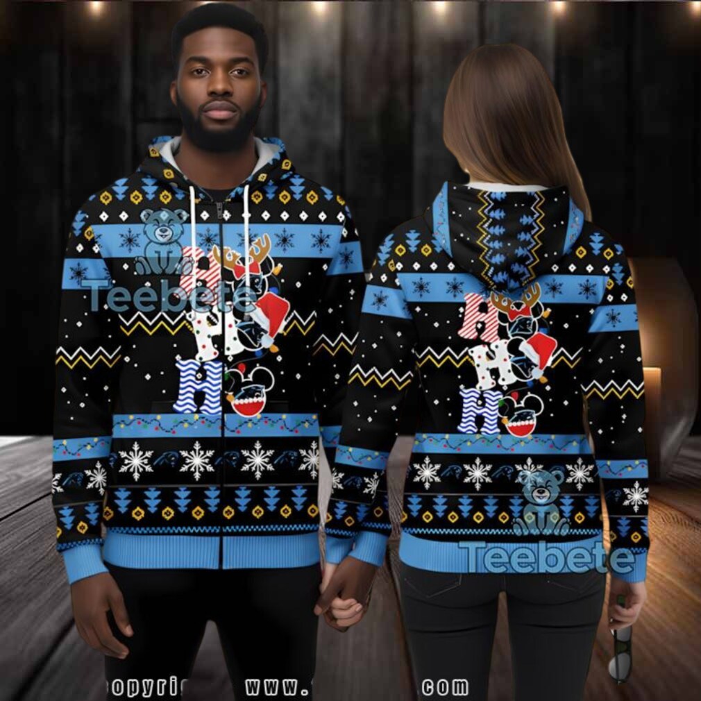 Carolina Panthers Ho Ho Ho Mickey Mouse 3D Ugly Hoodie Men Carolina Panthers Ho Ho Ho Mickey Mouse 3D Ugly Hoodie Men