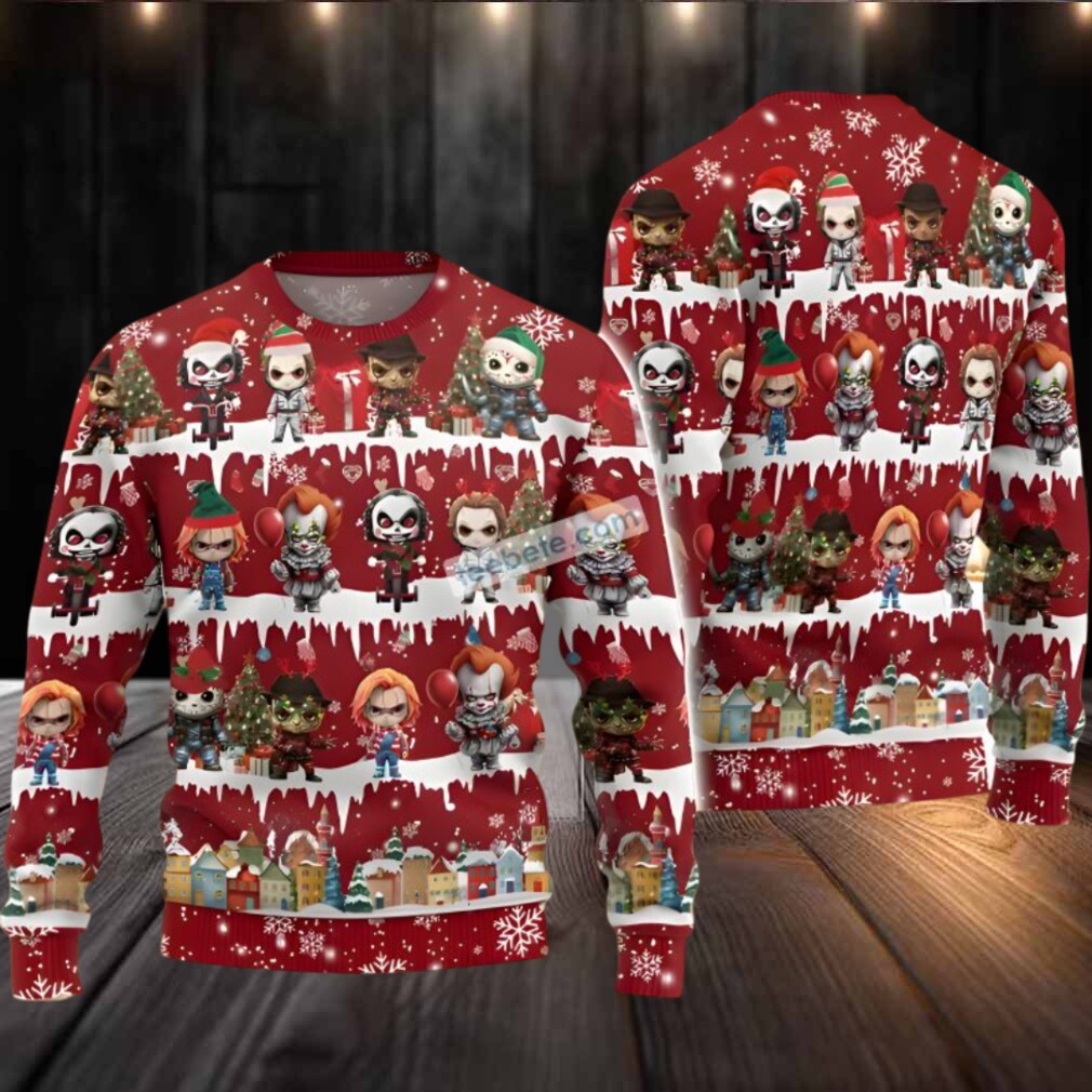 Jason Voorhees Freddy Krueger Chucky Christmas Tree Ugly Sweater Red Naughty Jason Voorhees Freddy Krueger Chucky Christmas Tree Ugly Sweater Red Naughty