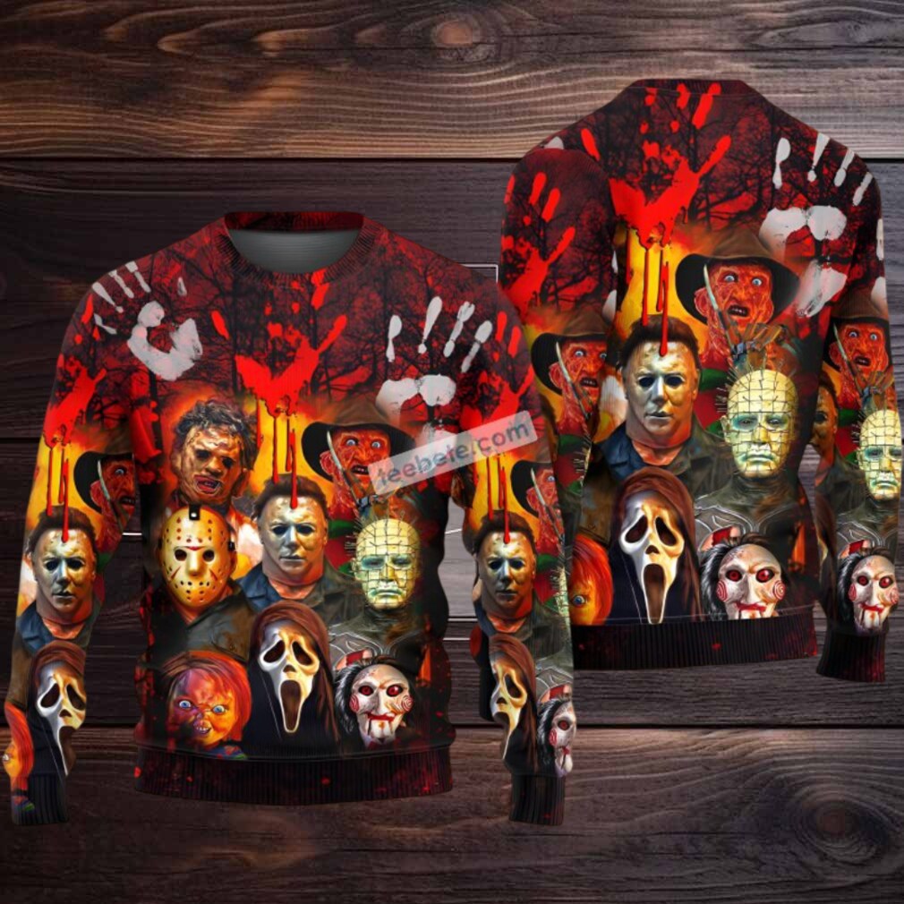 Jason Voorhees Freddy Krueger Chucky Ghostface Ugly Christmas Sweater Mens Red Jason Voorhees Freddy Krueger Chucky Ghostface Ugly Christmas Sweater Mens Red