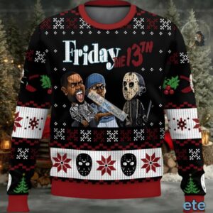 Jason Voorhees Friday The 13Th Ugly Christmas Sweater Black Red Plus Size
