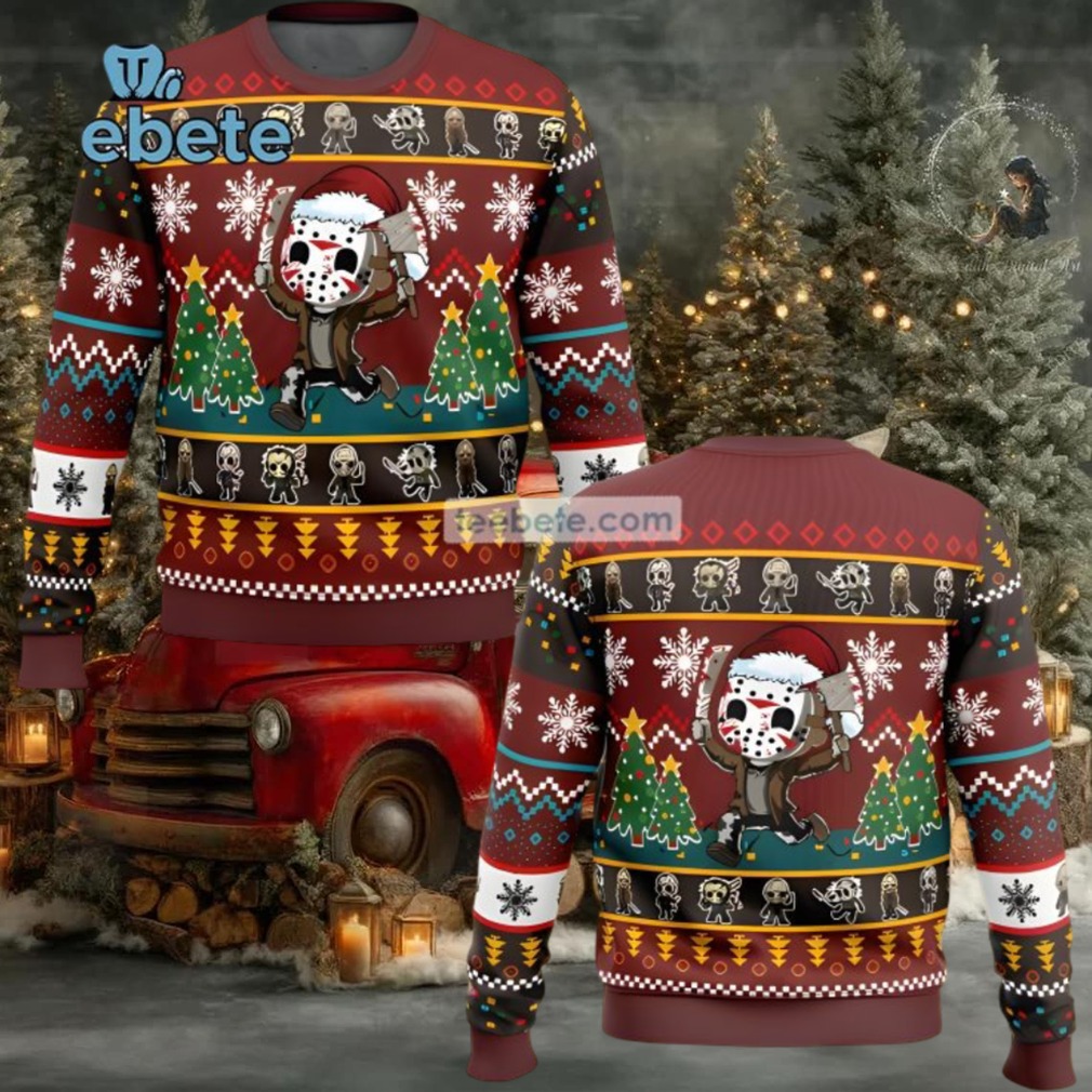 Jason Voorhees Santa Friday The 13Th Ugly Holiday Sweater Red