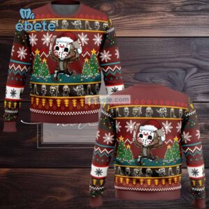 Jason Voorhees Santa Friday The 13Th Ugly Holiday Sweater Red