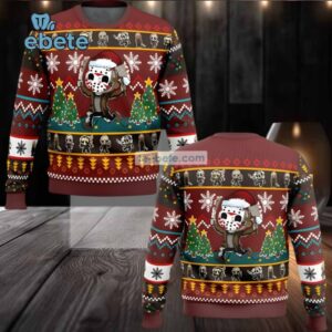 Jason Voorhees Santa Friday The 13Th Ugly Holiday Sweater Red