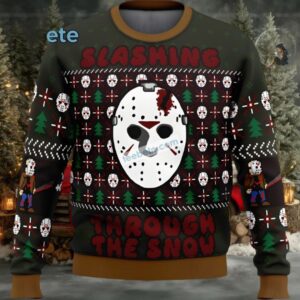 Jason Voorhees Slashing Through The Snow Ugly Christmas Sweaters Black Couples