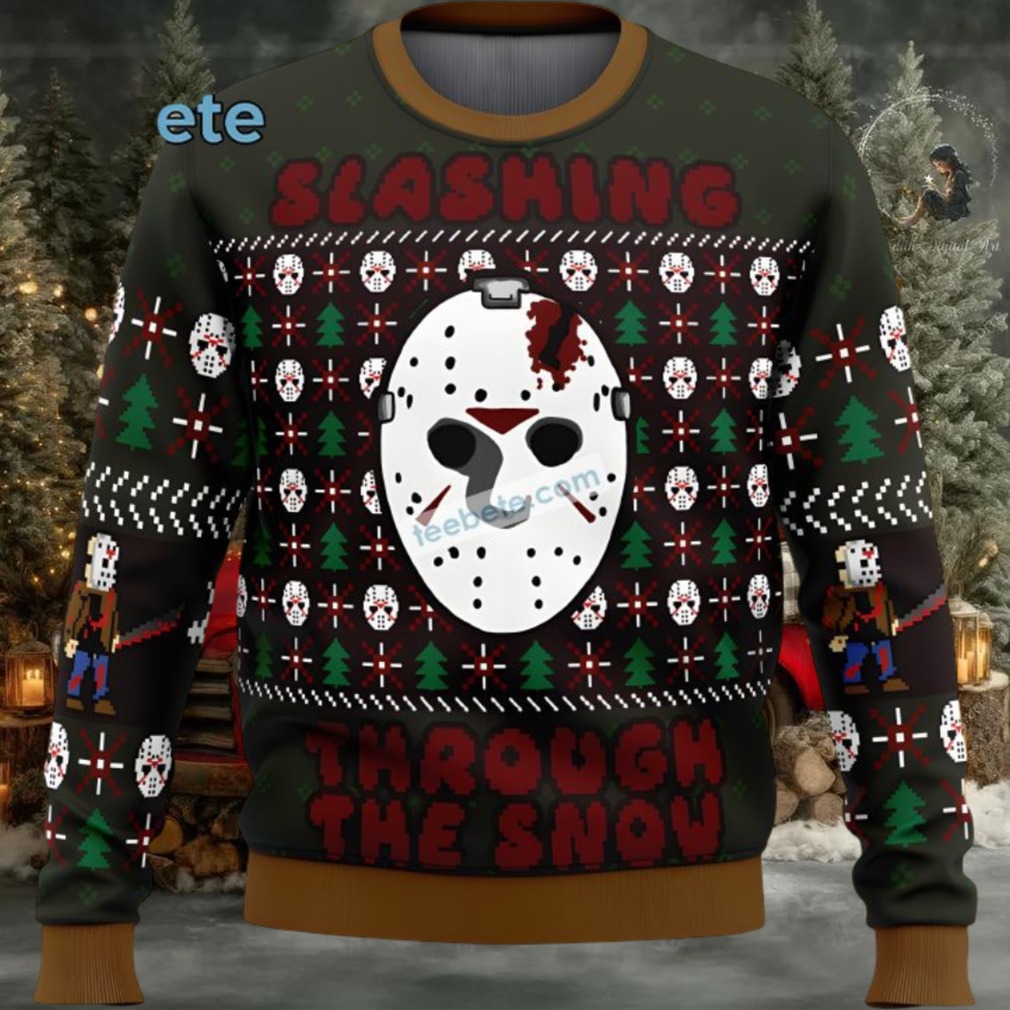 Jason Voorhees Slashing Through The Snow Ugly Christmas Sweaters Black Couples Jason Voorhees Slashing Through The Snow Ugly Christmas Sweaters Black Couples