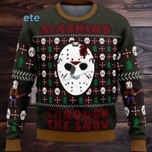 Jason Voorhees Slashing Through The Snow Ugly Christmas Sweaters Black Couples
