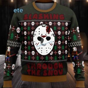 Jason Voorhees Slashing Through The Snow Ugly Christmas Sweaters Black Couples