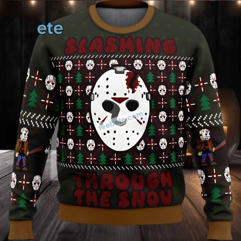 Jason Voorhees Slashing Through The Snow Ugly Christmas Sweaters Black Couples Jason Voorhees Slashing Through The Snow Ugly Christmas Sweaters Black Couples