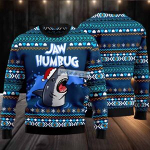 Jaw Humbug Ugly Christmas Sweater Blue Plus Size