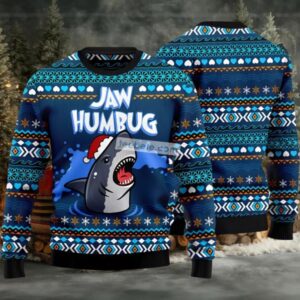Jaw Humbug Ugly Christmas Sweater Blue Plus Size