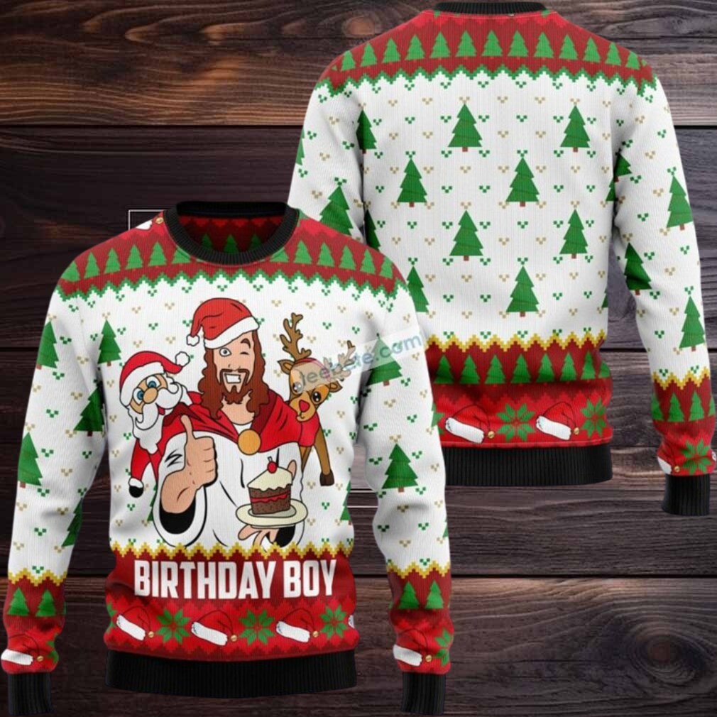 Jesus Birthday Boy Claus And Reideer Ugly Christmas Sweater Party Jesus Birthday Boy Claus And Reideer Ugly Christmas Sweater Party