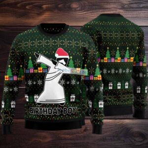 Jesus Birthday Boy Dancing Ugly Christmas Sweater Green Couples