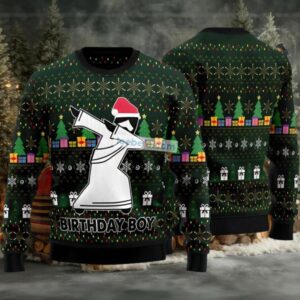 Jesus Birthday Boy Dancing Ugly Christmas Sweater Green Couples