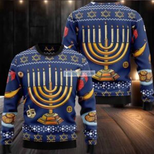 Jewish Hanukkah Menorah Ugly Christmas Sweater Party