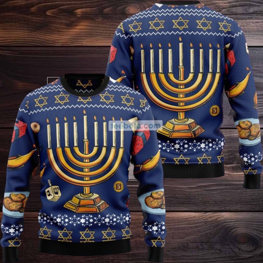Jewish Hanukkah Menorah Ugly Christmas Sweater Party Jewish Hanukkah Menorah Ugly Christmas Sweater Party