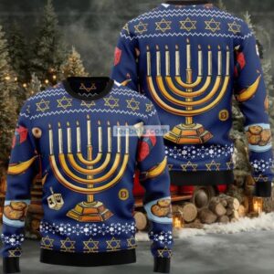 Jewish Hanukkah Menorah Ugly Christmas Sweater Party