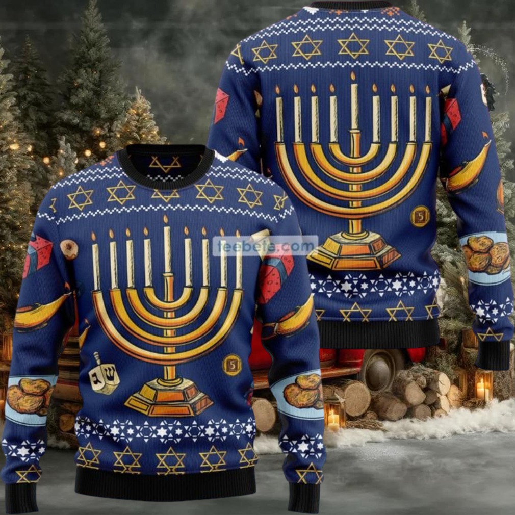 Jewish Hanukkah Menorah Ugly Christmas Sweater Party Jewish Hanukkah Menorah Ugly Christmas Sweater Party