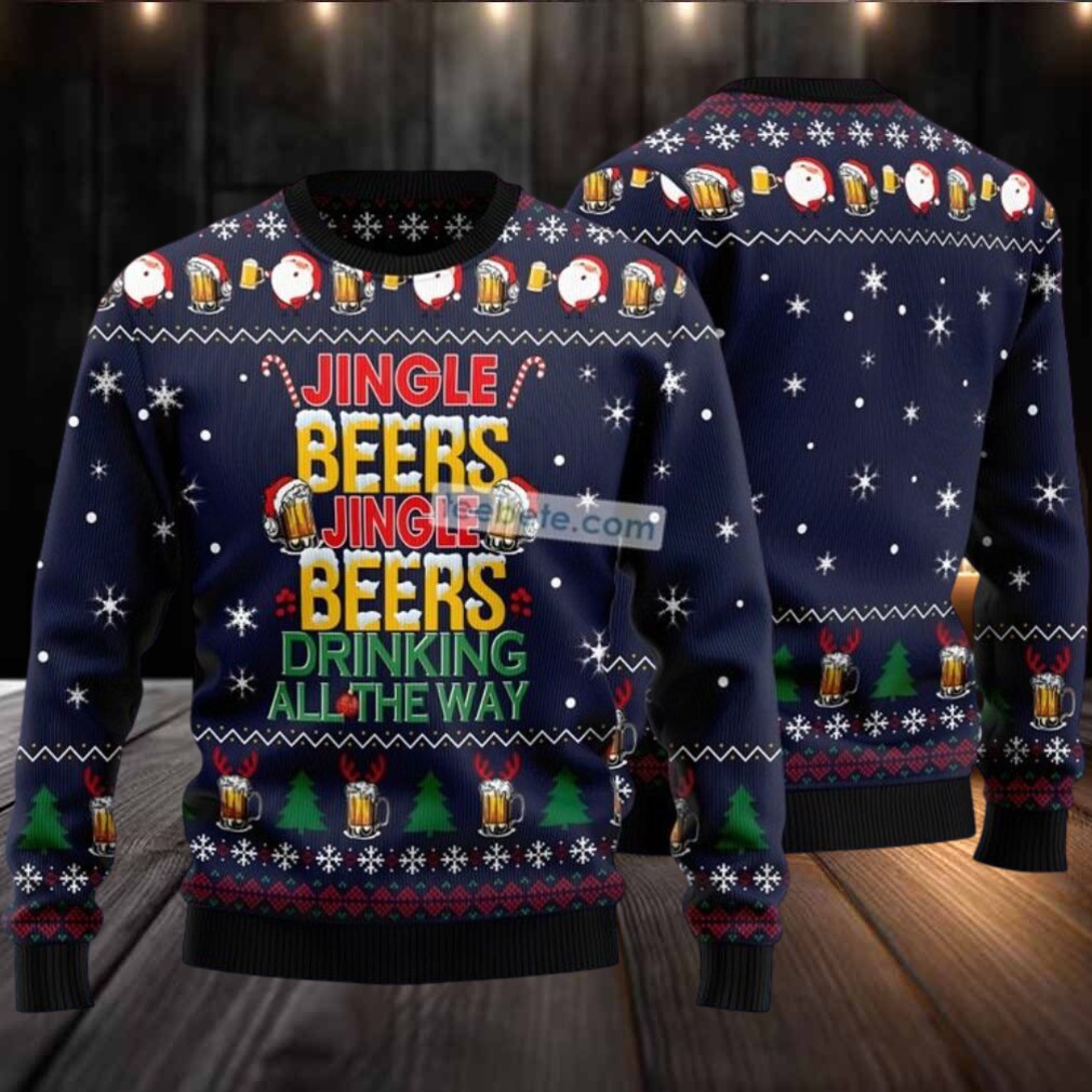 Jingle Beers Drinking All The Ways Ugly Christmas Sweater Blue Crazy Jingle Beers Drinking All The Ways Ugly Christmas Sweater Blue Crazy