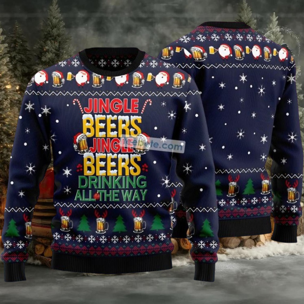 Jingle Beers Drinking All The Ways Ugly Christmas Sweater Blue Crazy Jingle Beers Drinking All The Ways Ugly Christmas Sweater Blue Crazy