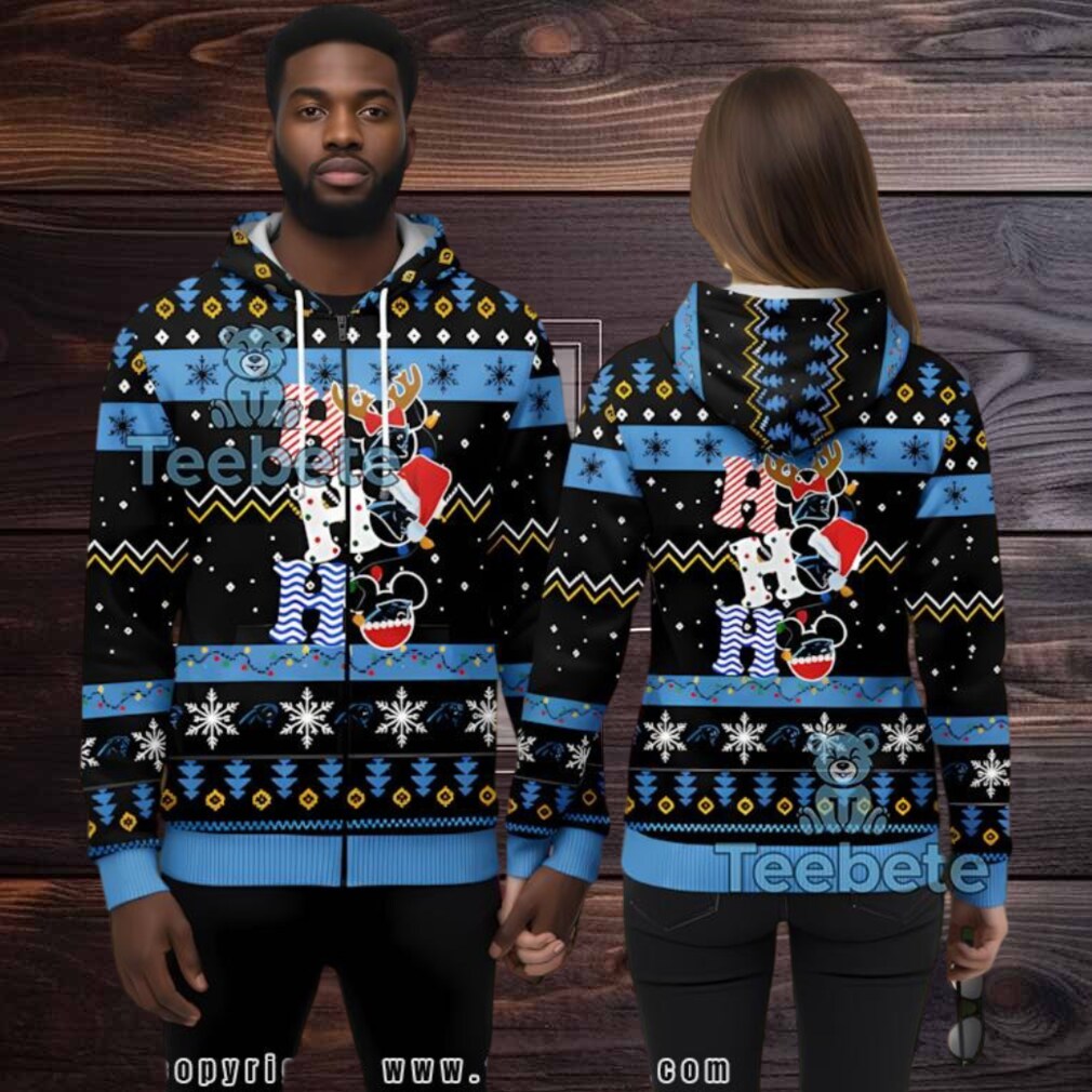 Carolina Panthers Ho Ho Ho Mickey Mouse 3D Ugly Hoodie Men Carolina Panthers Ho Ho Ho Mickey Mouse 3D Ugly Hoodie Men