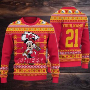 Kansas City Chiefs Mickey Mouse Santa Ugly Christmas Sweater