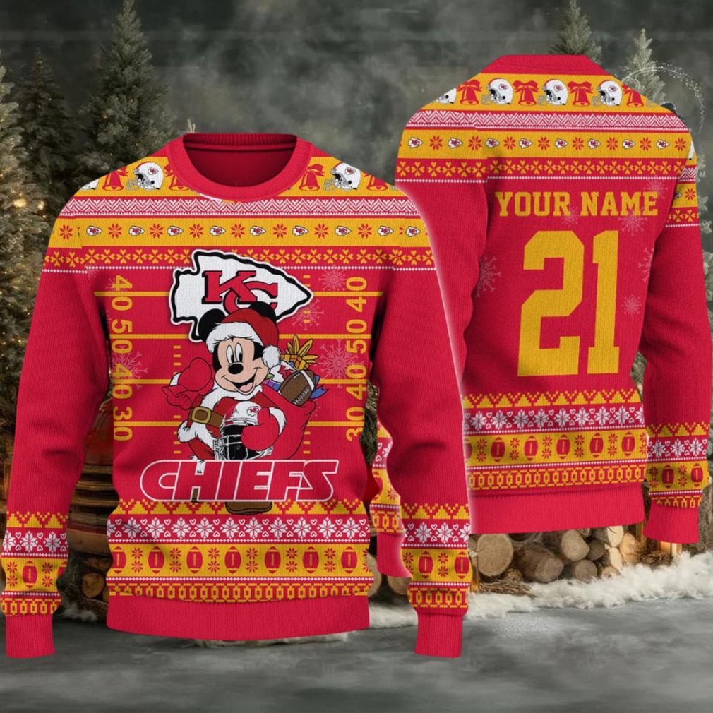 Kansas City Chiefs Mickey Mouse Santa Ugly Christmas Sweater Kansas City Chiefs Mickey Mouse Santa Ugly Christmas Sweater