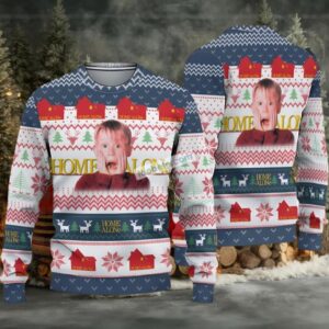 Kevin Home Alone Ugly Christmas Sweater Blue White Most