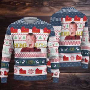 Kevin Home Alone Ugly Christmas Sweater Blue White Most