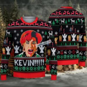 Kevin Home Alone Ugly Christmas Sweaters Best Black Red