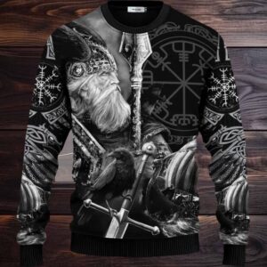 King Of War Vegvisir Symbol Viking Ugly Christmas Sweater