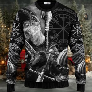 King Of War Vegvisir Symbol Viking Ugly Christmas Sweater