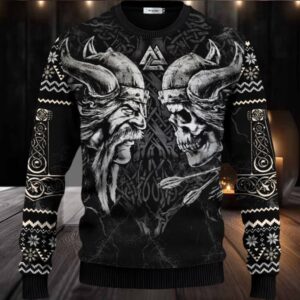 King Viking War Skull Ugly Christmas Sweater