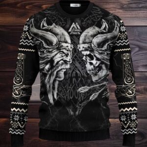 King Viking War Skull Ugly Christmas Sweater