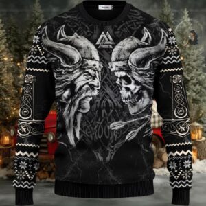 King Viking War Skull Ugly Christmas Sweater