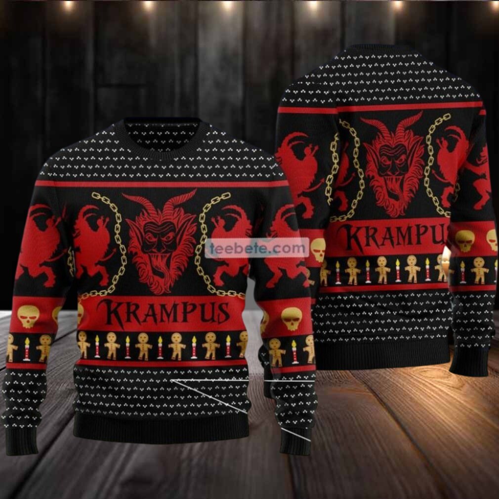 Krampus Gingerbread Man Ugly Christmas Sweater Mens Krampus Gingerbread Man Ugly Christmas Sweater Mens