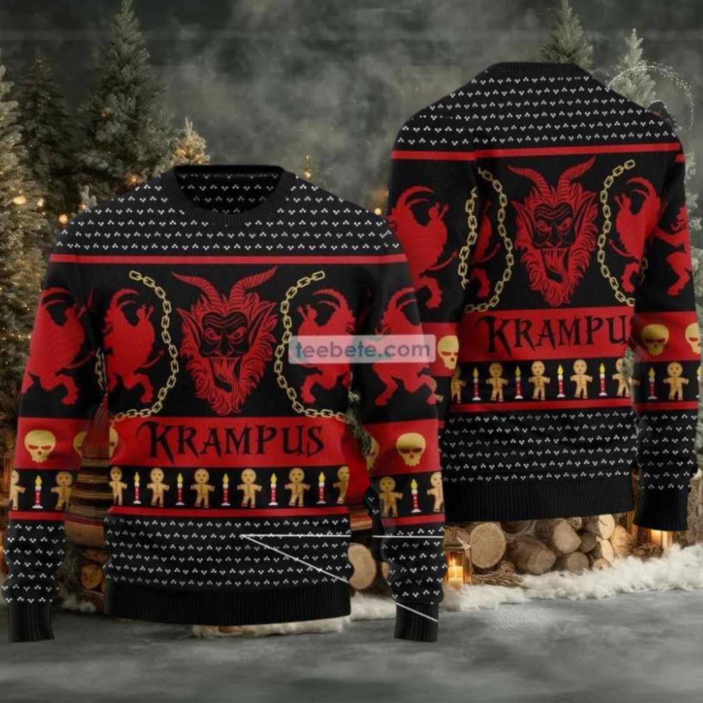 Krampus Gingerbread Man Ugly Christmas Sweater Mens Krampus Gingerbread Man Ugly Christmas Sweater Mens