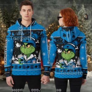 Carolina Panthers Grinch Coffee 3D Ugly Hoodie Youth