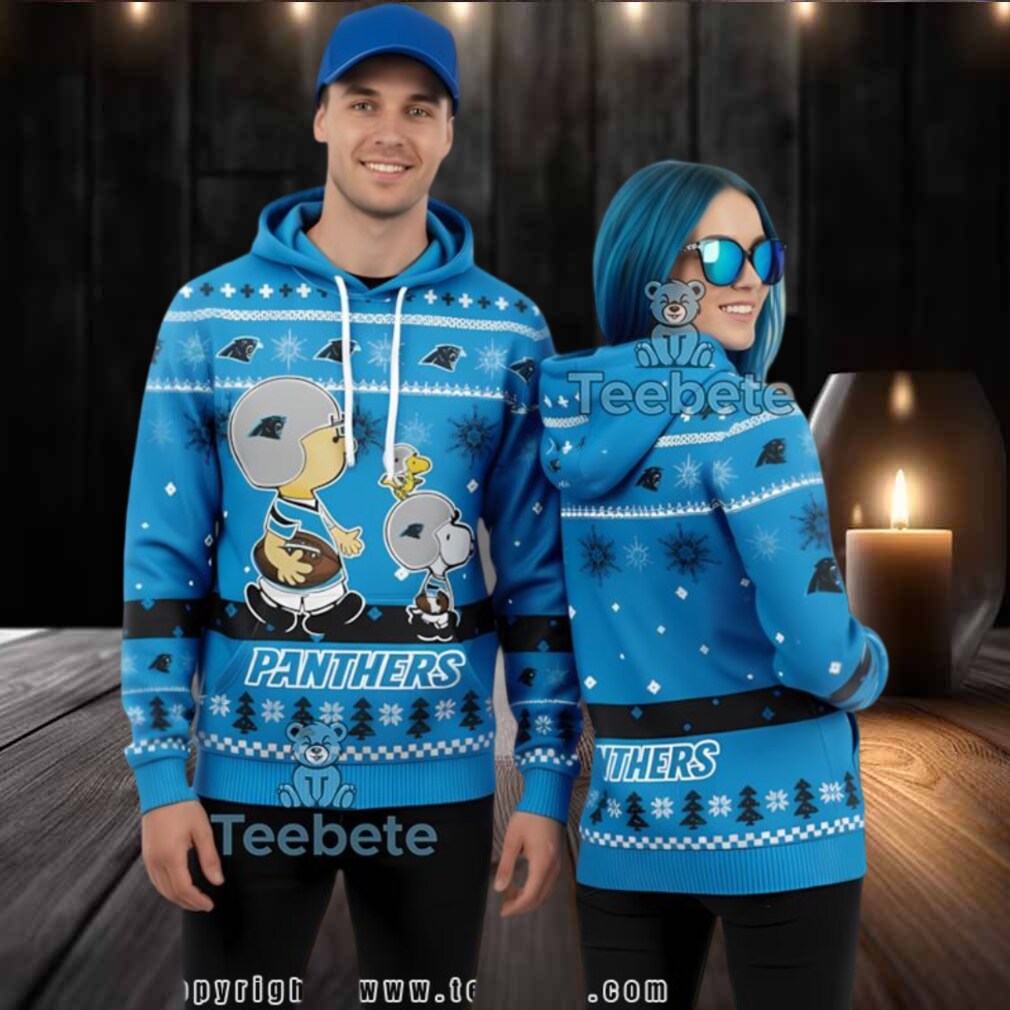 Carolina Panthers Charlie Brown Snoopy Football 3D Ugly Pullover Hoodie Carolina Panthers Charlie Brown Snoopy Football 3D Ugly Pullover Hoodie