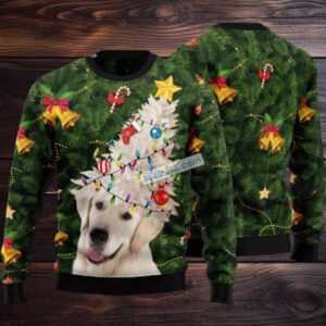 Labrador Retriever Head Tree Ugly Christmas Sweater Womens Sweatshirt