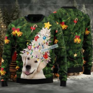 Labrador Retriever Head Tree Ugly Christmas Sweater Womens Sweatshirt