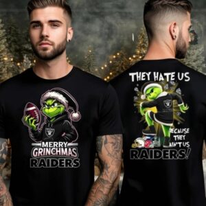 Las Vegas Raiders Grinch Merry Christmas Grinchmas 2025 Personalized Football Logo Two Sided Shirt