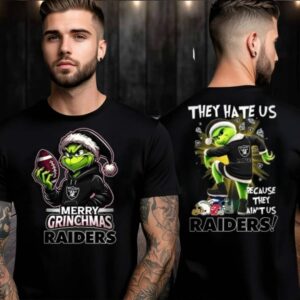 Las Vegas Raiders Grinch Merry Christmas Grinchmas 2025 Personalized Football Logo Two Sided Shirt