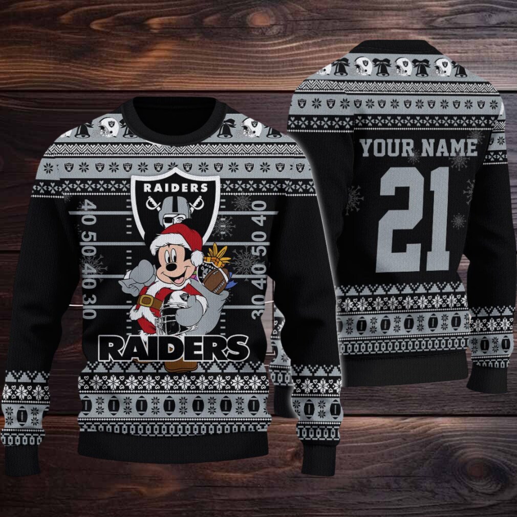 Las Vegas Raiders Mickey Mouse Santa Ugly Christmas Sweater Las Vegas Raiders Mickey Mouse Santa Ugly Christmas Sweater