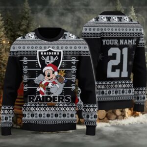 Las Vegas Raiders Mickey Mouse Santa Ugly Christmas Sweater