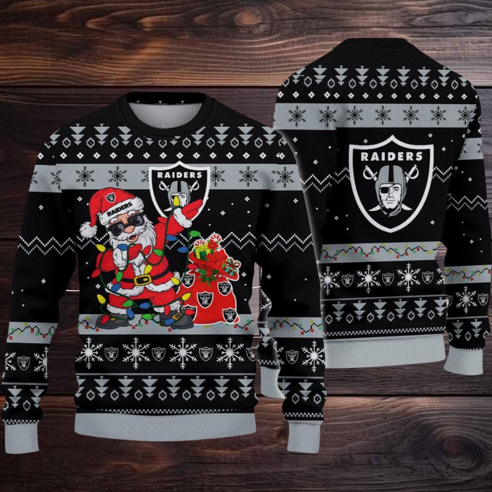 Las Vegas Raiders Santa Claus Ugly Christmas Sweater Las Vegas Raiders Santa Claus Ugly Christmas Sweater